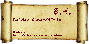 Balder Annamária névjegykártya